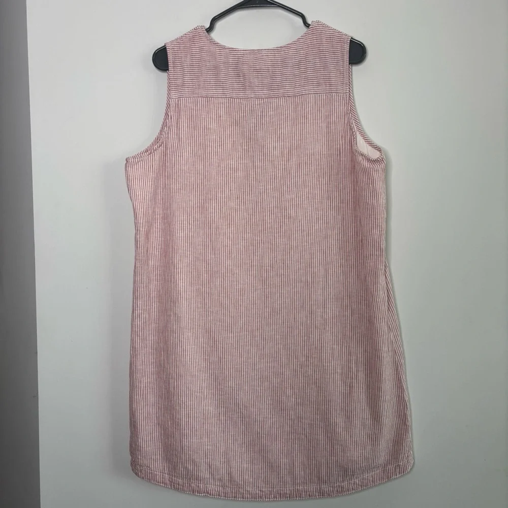 BeachLunchLounge Pink Striped Seersucker XL Linen Cotton Shift Dress Preppy - Picture 7 of 9